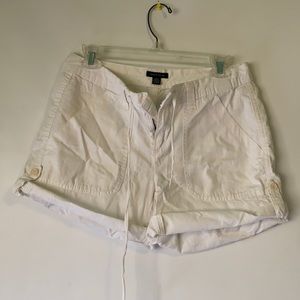 Tommy Hilfiger Linen White cuffed roll up shorts
